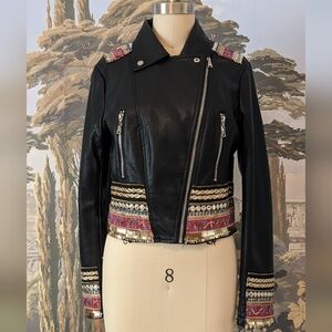 Hand beaded Italian leather jacket